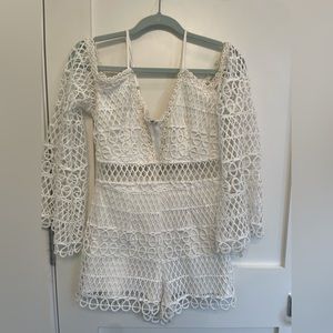 White Crochet Romper Size Medium